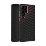 For Samsung Galaxy S25 Ultra 5G ABEEL C Carbon Fiber Series 6D Micro Relief MagSafe Phone Case(Black Red)