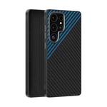 For Samsung Galaxy S25 Ultra 5G ABEEL C Carbon Fiber Series 6D Micro Relief MagSafe Phone Case(Black Blue)