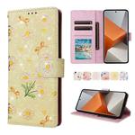 For Redmi Note 13 Pro+ Bronzing Painting RFID Leather Phone Case(Yellow Daisy)