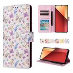 For Redmi Note 13 Pro 4G Global Bronzing Painting RFID Leather Phone Case(Pansies)