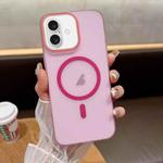 For iPhone 16 Soft Sandy Skin Feel MagSafe Magnetic PC Phone Case(Rose Pink)