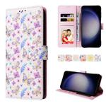 For Samsung Galaxy S25 5G Bronzing Painting RFID Leather Phone Case(Pansies)