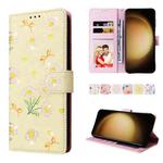 For Samsung Galaxy S25+ 5G Bronzing Painting RFID Leather Phone Case(Yellow Daisy)
