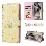 For Samsung Galaxy S25 Ultra 5G Bronzing Painting RFID Leather Phone Case(Yellow Daisy)