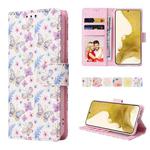 For Samsung Galaxy S23+ 5G Bronzing Painting RFID Leather Phone Case(Pansies)