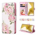 For Samsung Galaxy S23+ 5G Bronzing Painting RFID Leather Phone Case(Rose Flower)