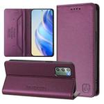 For Samsung Galaxy Note20 RC01 Dual-Folded Magnetic Suction RFID Leather Phone Case(Violet)