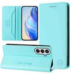 For Samsung Galaxy A05s 4G Global RC01 Dual-Folded Magnetic Suction RFID Leather Phone Case(Mint Green)