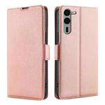 For Fujitsu Arrows We2 Plus Ultra-thin Voltage Side Buckle Horizontal Flip Leather Phone Case(Rose Gold)