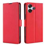 For Redmi 13 4G Ultra-thin Voltage Side Buckle Horizontal Flip Leather Phone Case(Red)