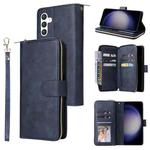 For Samsung Galaxy S25 5G 9-Card Slots Zipper Wallet Bag Leather Phone Case(Blue)
