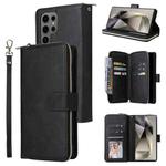 For Samsung Galaxy S25 Ultra 5G 9-Card Slots Zipper Wallet Bag Leather Phone Case(Black)