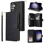 For Samsung Galaxy S25 FE 5G 9-Card Slots Zipper Wallet Bag Leather Phone Case(Black)