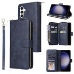 For Samsung Galaxy S25 FE 5G 9-Card Slots Zipper Wallet Bag Leather Phone Case(Blue)