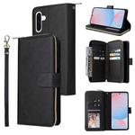 For Samsung Galaxy A56 5G 9-Card Slots Zipper Wallet Bag Leather Phone Case(Black)