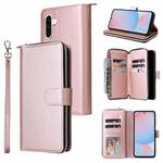 For Samsung Galaxy A56 5G 9-Card Slots Zipper Wallet Bag Leather Phone Case(Rose Gold)