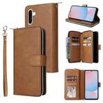 For Samsung Galaxy A56 5G 9-Card Slots Zipper Wallet Bag Leather Phone Case(Brown)