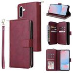 For Samsung Galaxy A56 5G 9-Card Slots Zipper Wallet Bag Leather Phone Case(Wine Red)