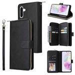 For Samsung Galaxy A17 5G 9-Card Slots Zipper Wallet Bag Leather Phone Case(Black)