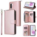 For Samsung Galaxy A17 5G 9-Card Slots Zipper Wallet Bag Leather Phone Case(Rose Gold)