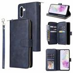 For Samsung Galaxy A17 5G 9-Card Slots Zipper Wallet Bag Leather Phone Case(Blue)