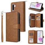 For Samsung Galaxy A17 5G 9-Card Slots Zipper Wallet Bag Leather Phone Case(Brown)