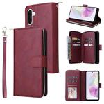 For Samsung Galaxy A17 5G 9-Card Slots Zipper Wallet Bag Leather Phone Case(Wine Red)