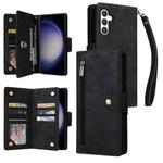 For Samsung Galaxy S25 5G Rivet Buckle 9 Cards Three Fold Leather Phone Case(Black)