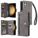 For Samsung Galaxy S25+ 5G Rivet Buckle 9 Cards Three Fold Leather Phone Case(Grey)