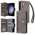 For Samsung Galaxy S25 FE 5G Rivet Buckle 9 Cards Three Fold Leather Phone Case(Grey)