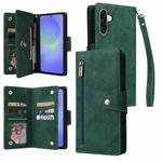 For Samsung Galaxy A36 5G Rivet Buckle 9 Cards Three Fold Leather Phone Case(Green)