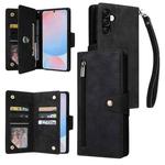 For Samsung Galaxy A56 5G Rivet Buckle 9 Cards Three Fold Leather Phone Case(Black)