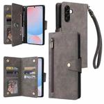 For Samsung Galaxy A56 5G Rivet Buckle 9 Cards Three Fold Leather Phone Case(Grey)