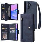 For Samsung Galaxy A26 5G Rivet Buckle 9 Cards Three Fold Leather Phone Case(Blue)