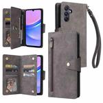 For Samsung Galaxy A17 5G Rivet Buckle 9 Cards Three Fold Leather Phone Case(Grey)