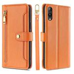 For Rakuten Hand 5G Sheep Texture Cross-body Zipper Wallet Leather Phone Case(Orange)