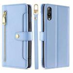 For Rakuten Hand 5G Sheep Texture Cross-body Zipper Wallet Leather Phone Case(Blue)