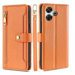 For Redmi 13 4G Sheep Texture Cross-body Zipper Wallet Leather Phone Case(Orange)