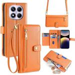 For Redmi Note 14 Pro 4G Sheep Texture Cross-body Zipper Wallet Leather Phone Case(Orange)