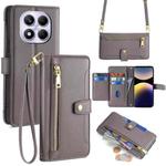 For Redmi Note 14 Pro 4G Sheep Texture Cross-body Zipper Wallet Leather Phone Case(Grey)