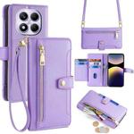 For Redmi Note 14 Pro 4G Sheep Texture Cross-body Zipper Wallet Leather Phone Case(Purple)