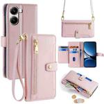 For Redmi Turbo 4 Sheep Texture Cross-body Zipper Wallet Leather Phone Case(Pink)