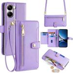 For Redmi Turbo 4 Sheep Texture Cross-body Zipper Wallet Leather Phone Case(Purple)