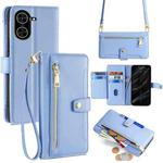 For Redmi A5 4G 171.7mm Sheep Texture Cross-body Zipper Wallet Leather Phone Case(Blue)