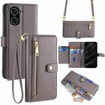 For Redmi A5 4G 171.7mm Sheep Texture Cross-body Zipper Wallet Leather Phone Case(Grey)