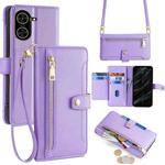 For Redmi A5 4G 171.7mm Sheep Texture Cross-body Zipper Wallet Leather Phone Case(Purple)