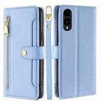 For Fujitsu Arrows We2 Sheep Texture Cross-body Zipper Wallet Leather Phone Case(Blue)