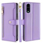 For Fujitsu Arrows We2 Sheep Texture Cross-body Zipper Wallet Leather Phone Case(Purple)