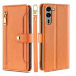 For Fujitsu Arrows We2 Plus Sheep Texture Cross-body Zipper Wallet Leather Phone Case(Orange)