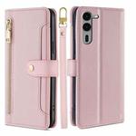 For Fujitsu Arrows We2 Plus Sheep Texture Cross-body Zipper Wallet Leather Phone Case(Pink)